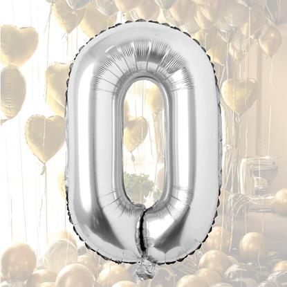 Obraz Balon MAXI 100 cm - srebrny numer