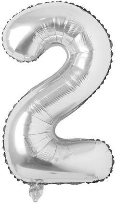 Obrazek z Balon Maxi 100 cm srebrny - cyfra 2