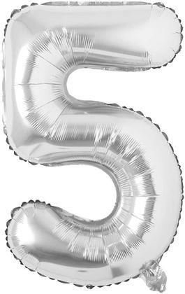 Obrazek z Balon Maxi 100 cm srebrny - cyfra 5