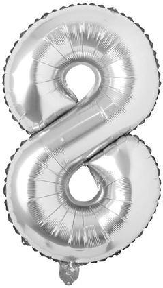 Obrazek z Balon Maxi 100 cm srebrny - cyfra 8