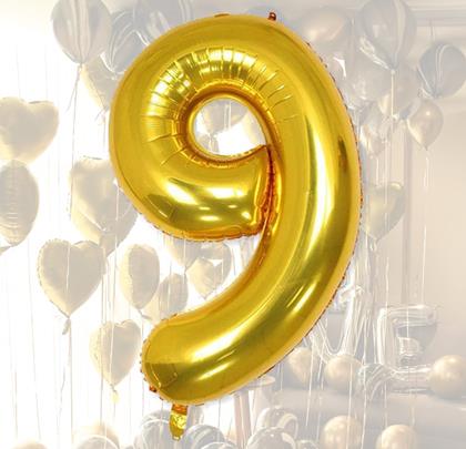 Obrazek z Nadmuchiwane balony cyfry maxi złote - 9