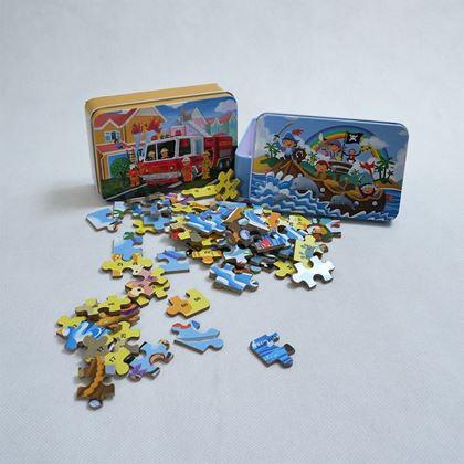 Obrazek z Puzzle dla dzieci w blaszanym pudełku - straż pożarna