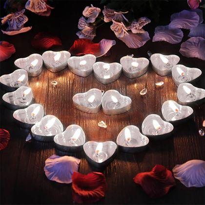 Obrazek z Świeczka w kształcie serca 50 sztuk - biała