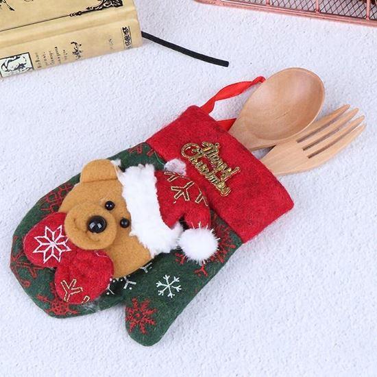 Obrazek z Świąteczne etui na sztućce rękawica - pluszowy miś