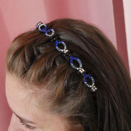 Obrazek z Opaska do włosów ze spinkami i kryształkami - niebieska