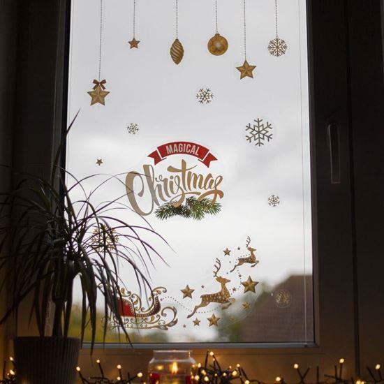 Obrazek z Świąteczne naklejki na okna - złote ozdoby