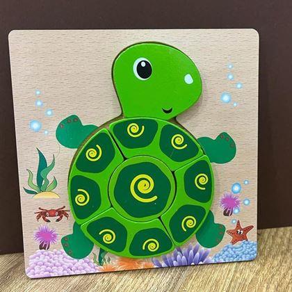 Obrazek z Drewniane puzzle dla najmniejszych - żółwik