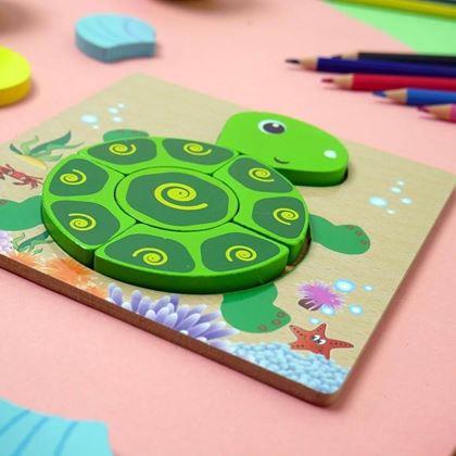 Obrazek z Drewniane puzzle dla najmniejszych - żółwik