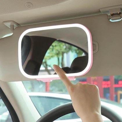Obrazek z Podświetlane lusterko kosmetyczne do auta - różowe