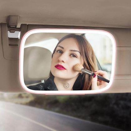 Obrazek z Podświetlane lusterko kosmetyczne do auta - różowe