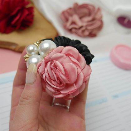 Obrazek z Gumka z różą i perłą - różowa