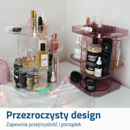 Obrazek z Obrotowy organizer na kosmetyki - transparentny różowy