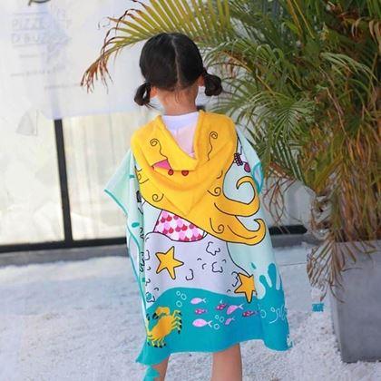 Obrazek z Dziecięcy ręcznik kąpielowy poncho - syrena