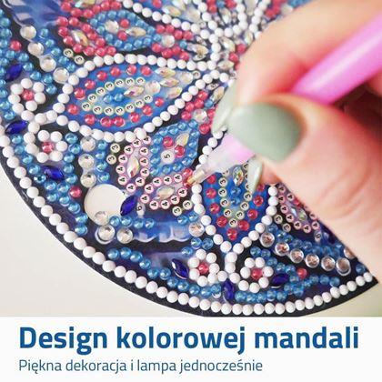 Obrazek z Diamentowe malowanie - lampa LED mandala - niebiesko- fioletowa