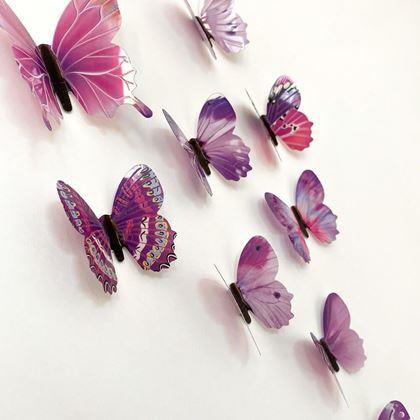 Obrazek z Zestaw świecących motyli na ścianę - fioletowy