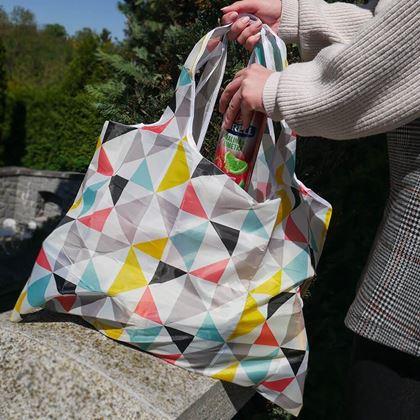Obrazek z Duża składana torba na zakupy - trójkąty