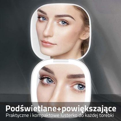 Obrazek z Podróżne lusterko kosmetyczne z podświetleniem