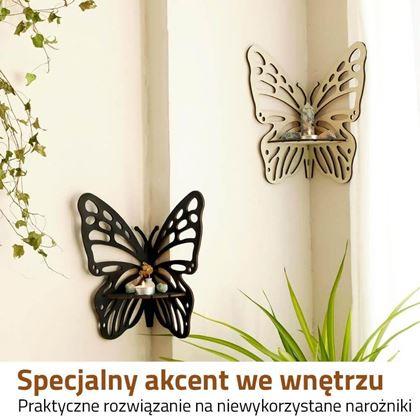 Obrazek z Drewniana półka narożna motyl - naturalny