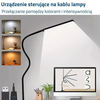 Obrazek z Elastyczna ściemnialna lampka biurkowa LED z klipsem