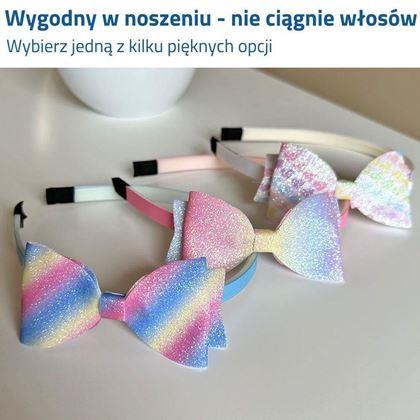 Obrazek z Błyszcząca opaska z kokardką - pastelowa